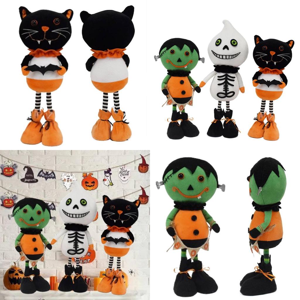Cute Halloween Plush Figurines Ghost Black Cat Decorations