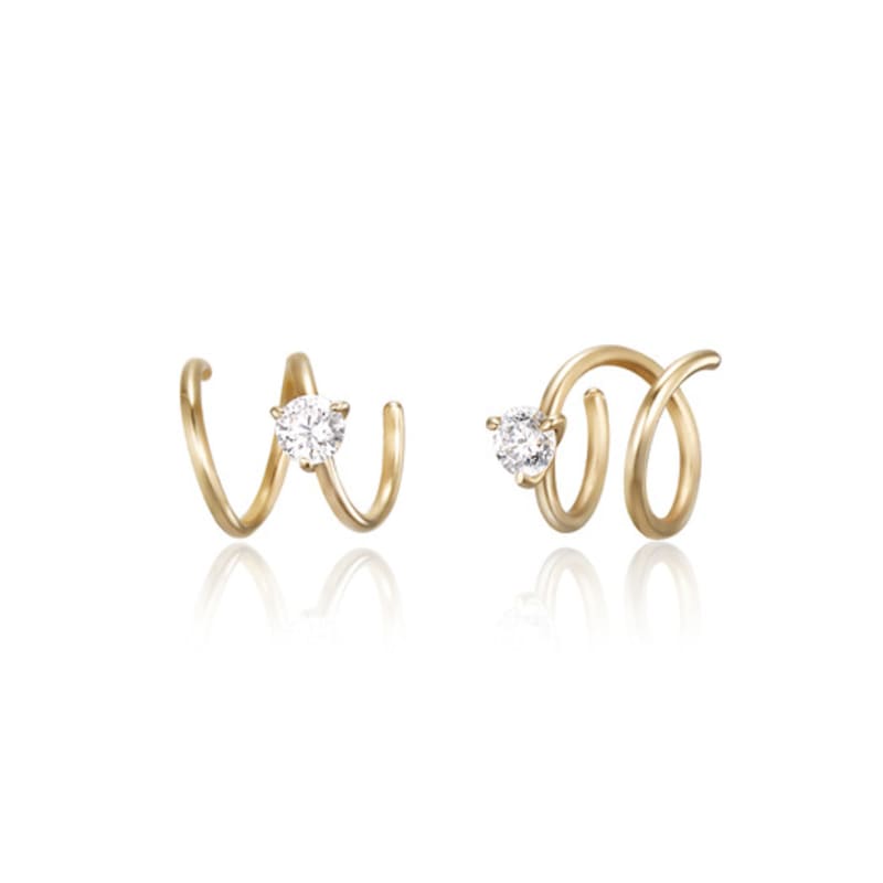 LUNNE 14k 1-Part Wrap Diamond Loop Single Earrings (14k Gold) #LDIAE03