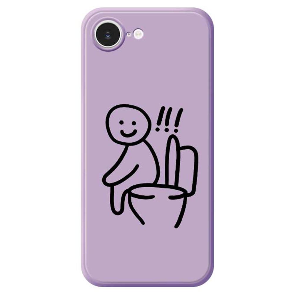 For iPhone 16e Case Sitting on the Toilet Pattern Printing Straight Edge TPU Phone Back Cover