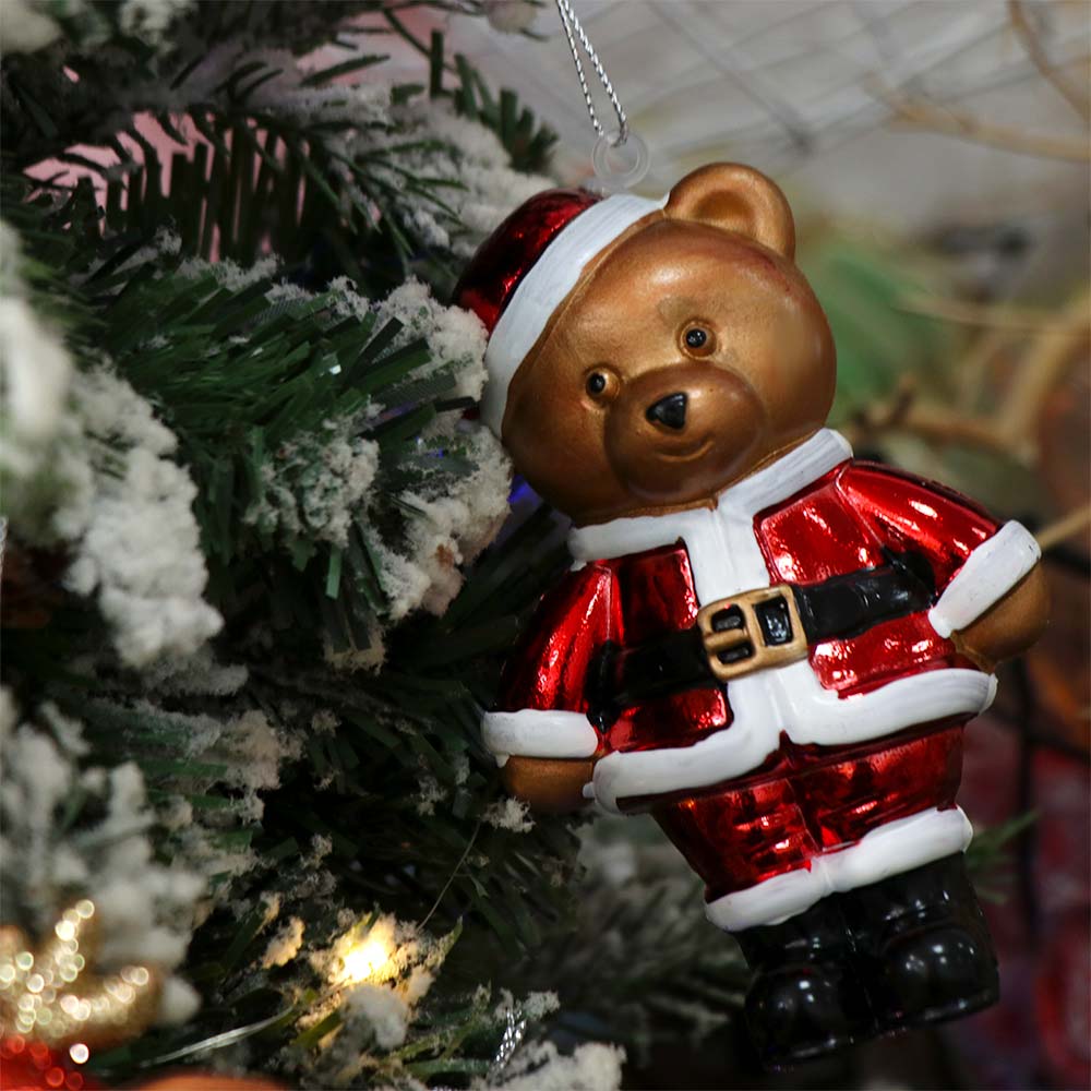 Gold Christmas Tree Pendant Matte Finish Shimmering Little Bear Squirrel Ornament Cartoon Christmas House
