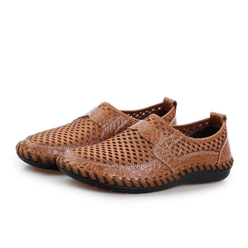 Fashion Mens Summer Breathable Mesh Shoes Big Size 46 Men Casual Leather Sneakers Male Trendy Driving Loafers Man Moccasin Boys Sneakers