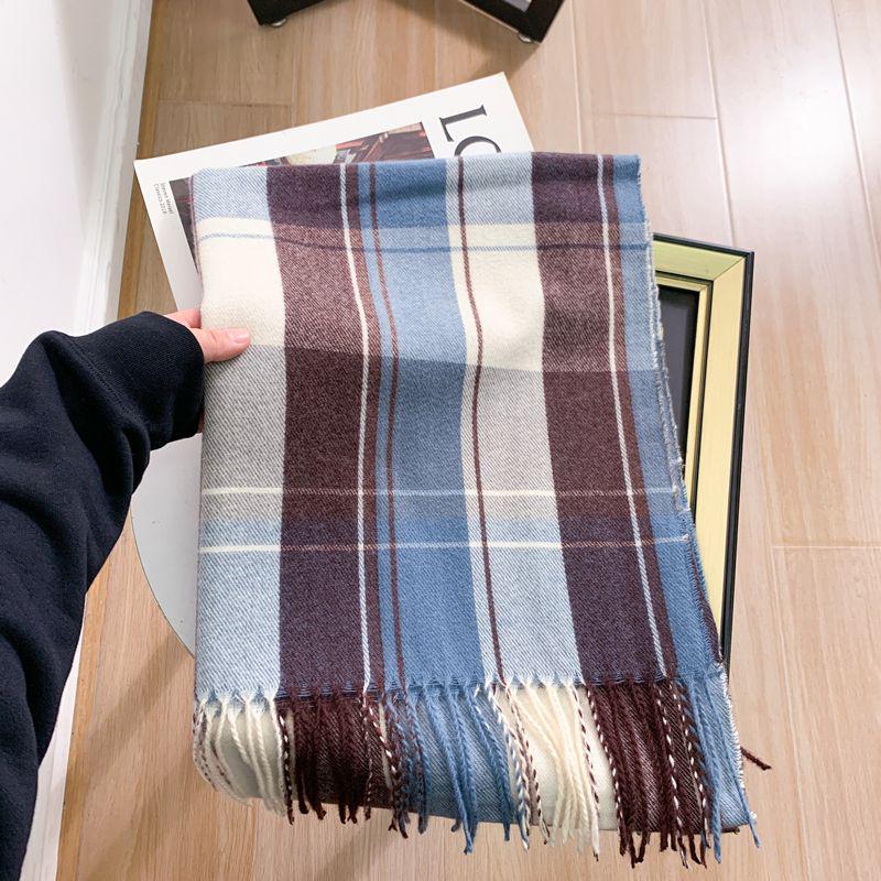 Women's Faux Cashmere Plaid Scarf - Korean Style, Thick & Warm Autumn/Winter Shawl