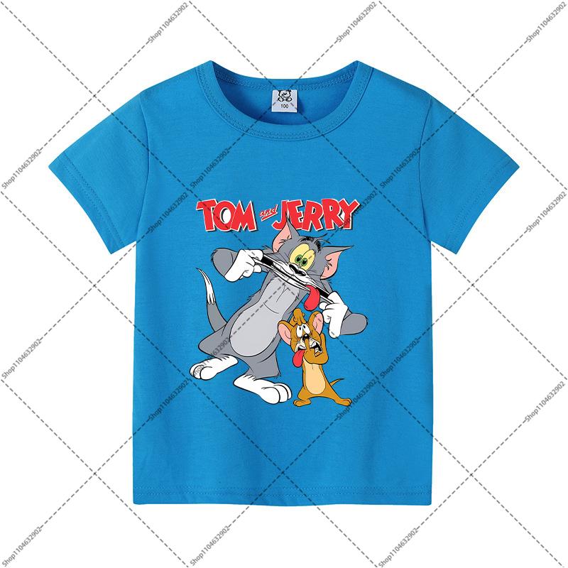Tom and Jerry Cute T-shirts Cartoon Anime Pattern Printed Short Sleeve Unisex Summer Clothes Comfortable Breathable T-shirt Gift