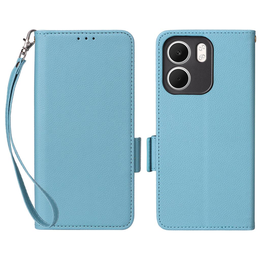 For Oppo A5x 5G/4G Case with Wrist Strap Litchi Texture PU Leather Wallet Phone Cover