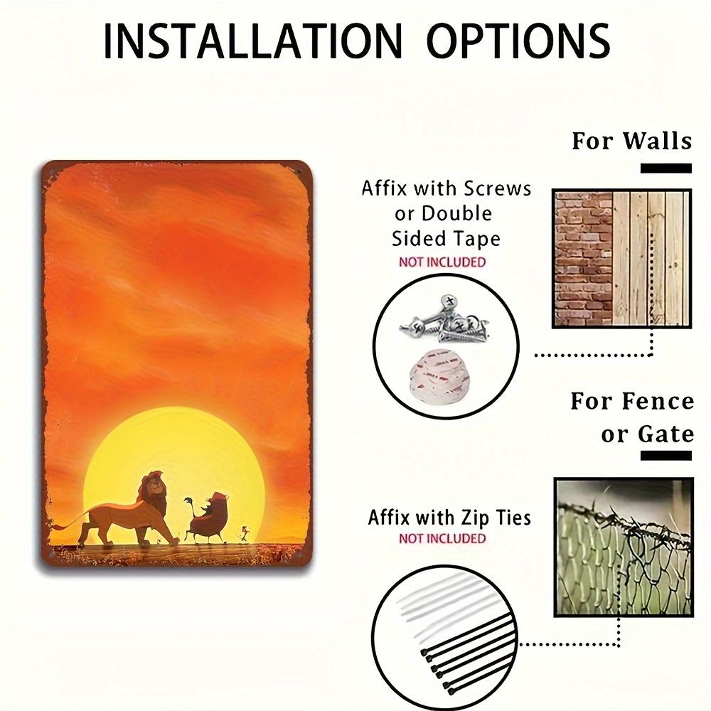 1pc Disney Metal Tin Wall Art, Simba & Nala & Kion Themed Exquisite Iron Sheet Painting, Decorative Official Gift Wall Decoratio