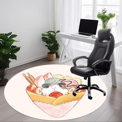 1pc Hamster Dessert Office Round Rug, Carpet for Office, Gaming, Lightweight Round Floor Mat Yy260205093