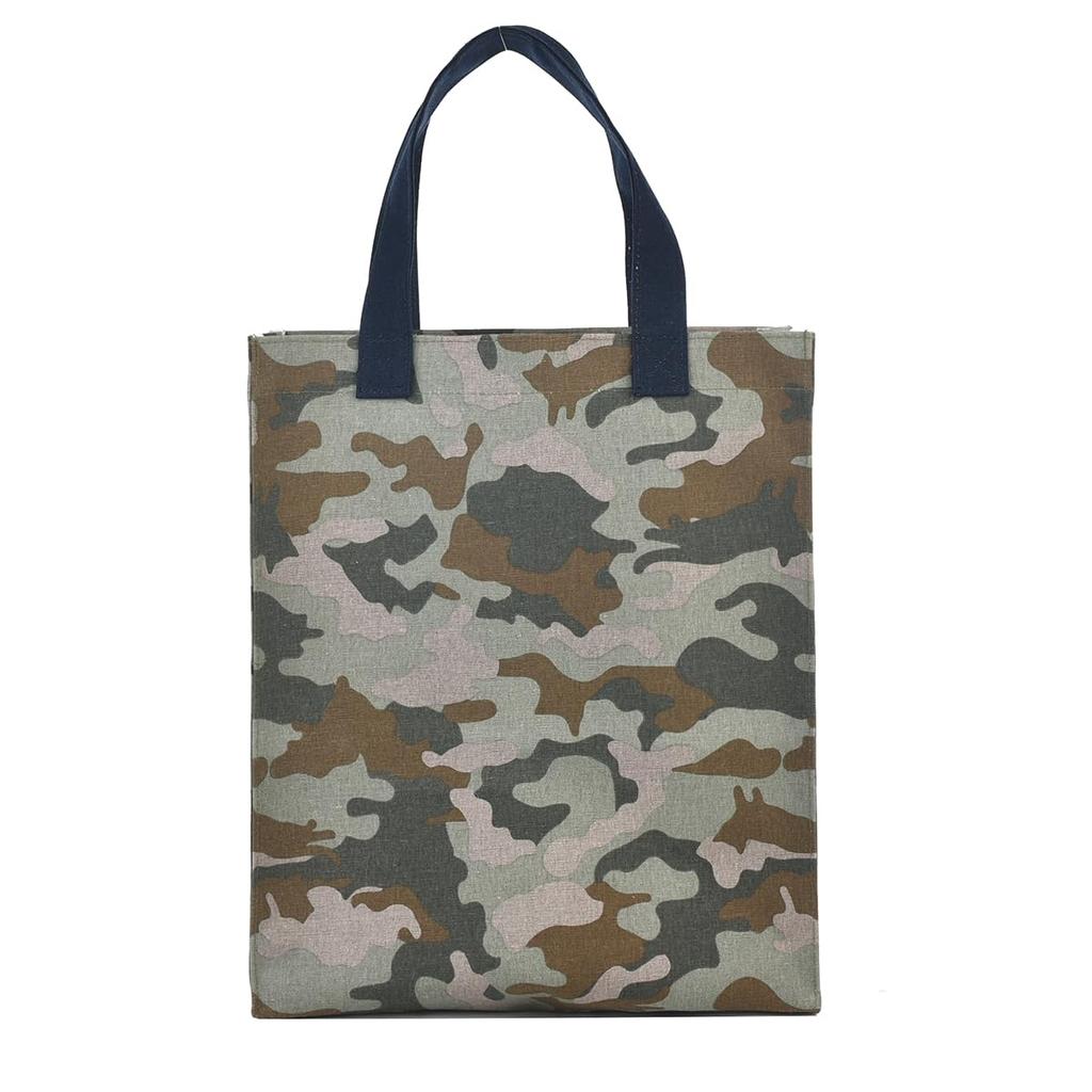 Kusguru Japan Women's Square Tote Bag with Vinyl-Coated Lining, Green