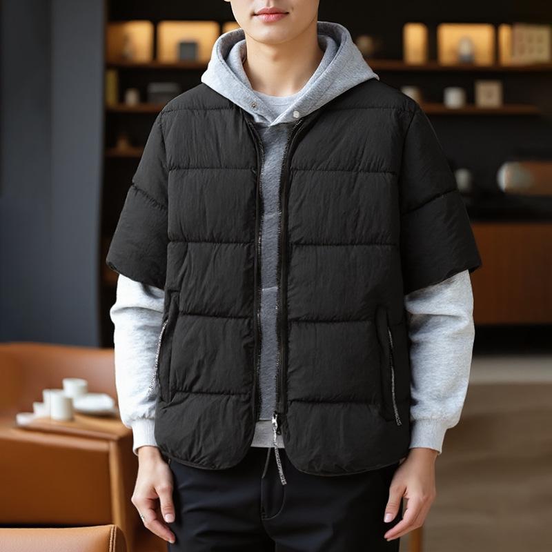 

Korean Style Unisex Cotton Jacket: 2025 Autumn/Winter Trendy Half Sleeve Vest for Students 2XL чорний