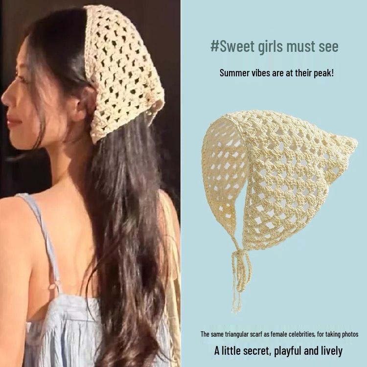 Retro Girly French Lace Triangle Scarf: Versatile Summer Headscarf & Photo Prop