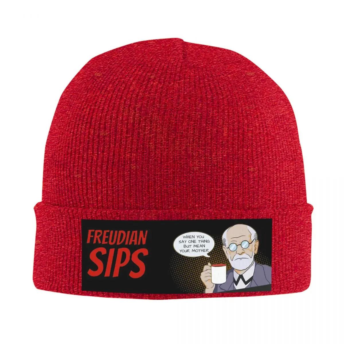 Freudian Sips Psychology Design Warm Knitted Cap Fashion Bonnet Hat Autumn Winter Outdoor Beanies Hats for Unisex Womenx Adult One Size