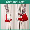 Creative Christmas Santa Plush Doll Window Curtain Tiebacks With Unique Checkered Design
