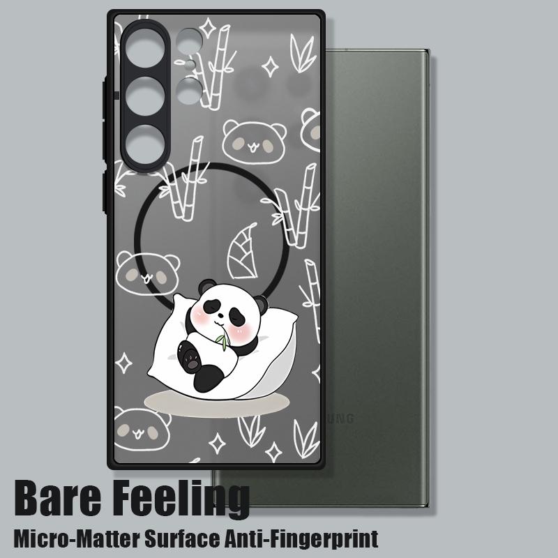 Magnetic Case For Magsafe For Samsung Galaxy S26 S24 S25 Ultra S23 S24 FE S22 Plus Cute Panda Pattern Hard Matte Phone Cover