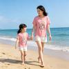 Mother-Daughter Matching Cartoon Print Cotton T-shirt - Cute Round Neck, Short Sleeve Summer Outfit