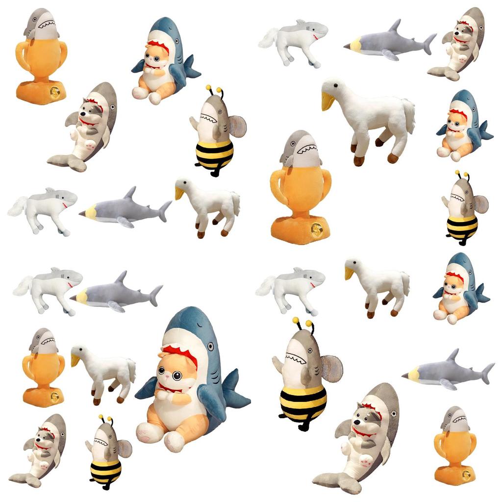 Urkomisches Hai-Plüschtier auf Pferd, lustiges Sharkbee-Bienen-Plüschtier, kreatives und trendiges Geschenk für Jungen und Mädchen