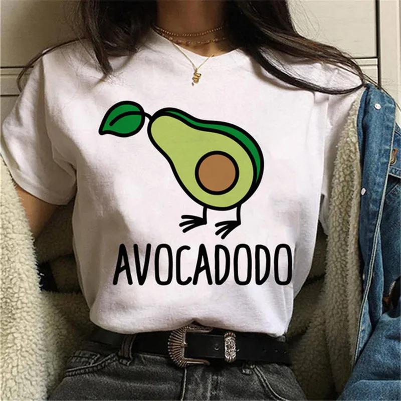 Maycaur Avocado Vegan Women T Shirt Harajuku Ulzzang Kawaii Cartoon Tshirt 90s Graphic Female Short Sleeve Tshirt Summer Clothe