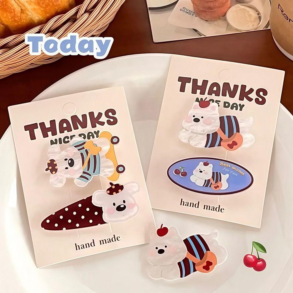2 Pcs Cartoon Hair Clip Set Acrylic Duckbill Clip Fun Hair Claw Clip  Girl Hair Accessories