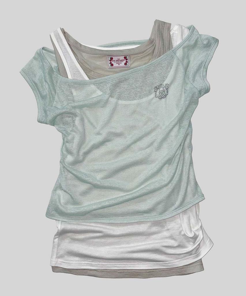 SCULPTOR Lazy Sleeveless Layered Tee Mint