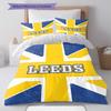 Leeds United Muster Bettwäsche Heimdekoration Geburtstagsgeschenk ( 1 Bettbezug + 2 Kissenbezüge, ohne Füllung),Fanartikel.