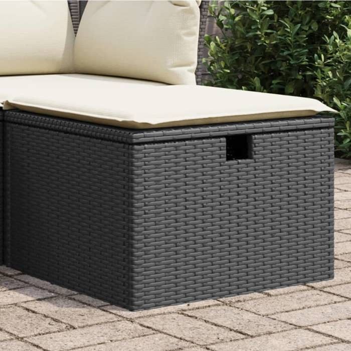 VidaXL Garden Stool with Cushion, Seat with Cover, Patio Furniture Balcony Terrace Backyard Outdoor, Black 366002