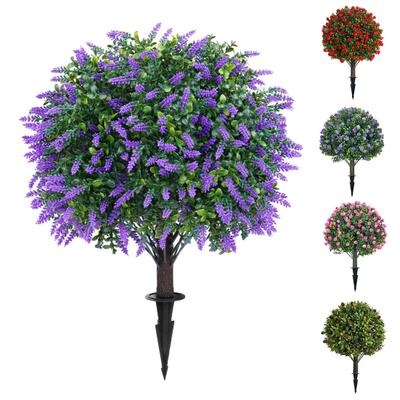 Boule Topiaire Artificielle avec Fleurs de Lavande 16 Pouces Faux Résistant aux UV