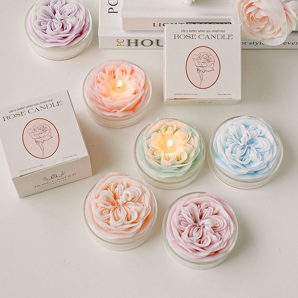 Scented Rose Blossom Candles, Soy Wax, Smokeless Aromatherapy Candles—Birthday, Proposal, and Anniversary Gifts
