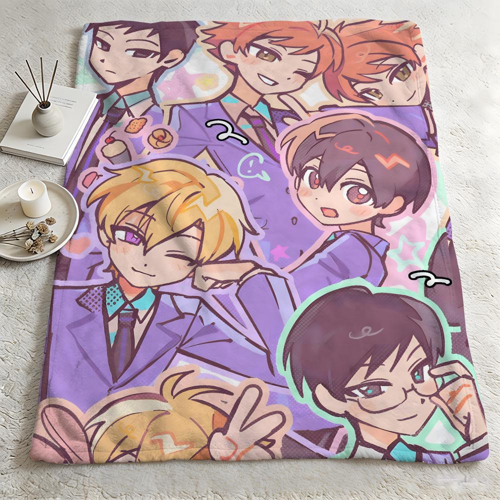 anime O-Ouran High School Host Club-b Throw Warm Soft Flannel Blanket, Multi-use for Sofa Bed Camping Travel Nap