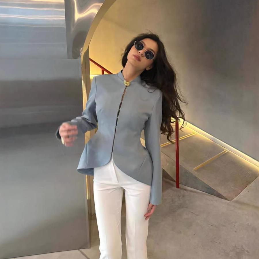 New Asymmetric Blazer Jacket Long Sleeve Women's Top for Figure-Flattering Fit