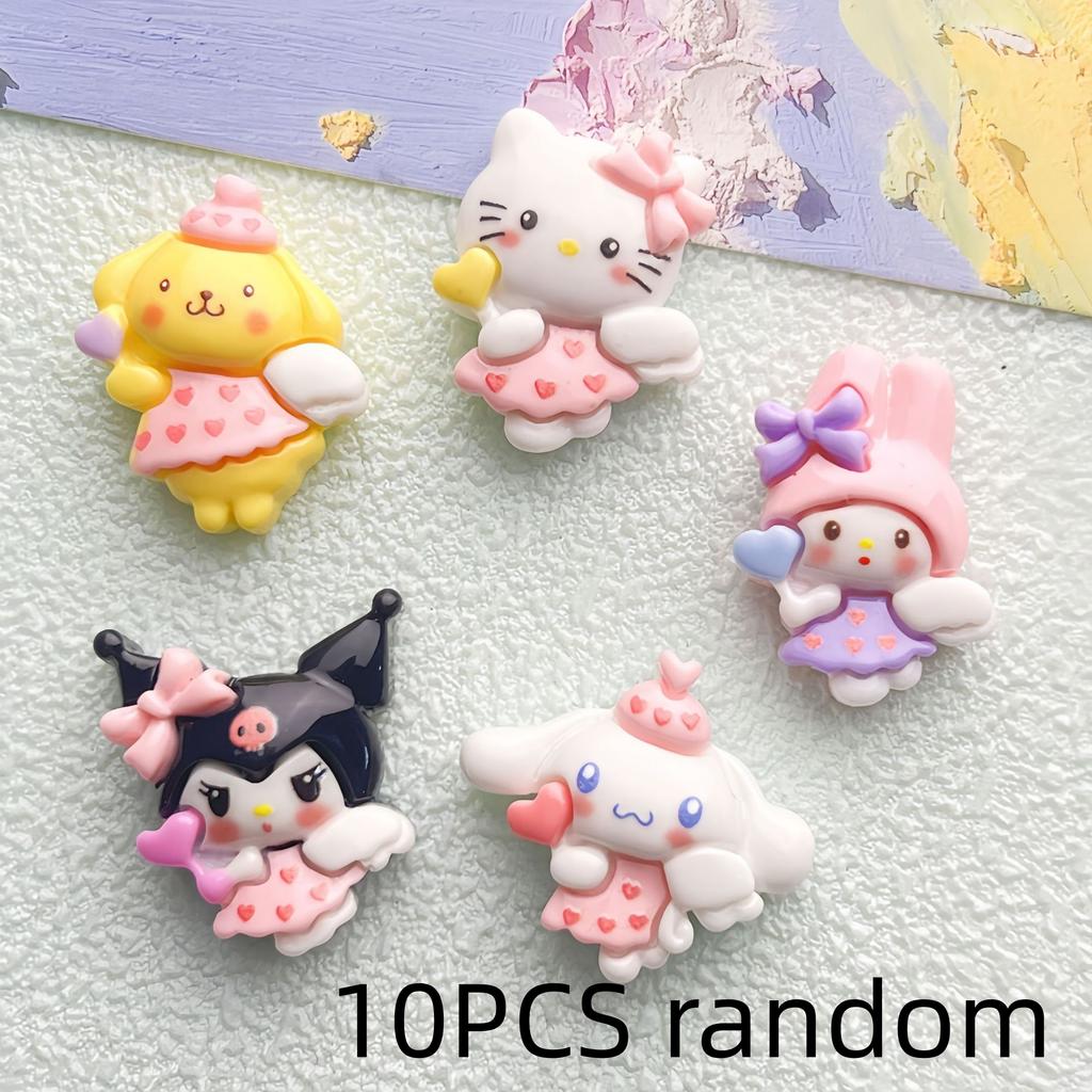 10/100PCS Cartoon Bright Face Love Angel DIY Cream Glue Resin Accessories Hair Clip Water Cup Materials Wholesale