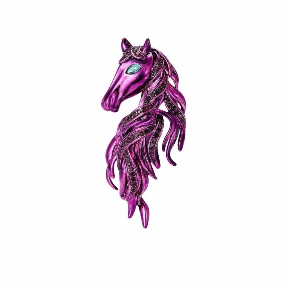 Luxury Horse Head Brooch Rhinestone Dripping Oil Enamel Jewelry Accessories  Party