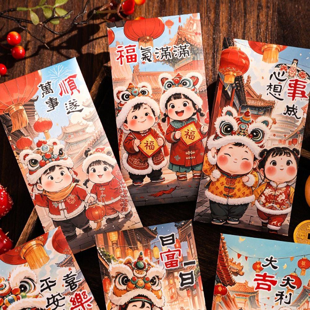 6pcs Traditional God of Wealth Money Pocket Chinese Style Lucky Money Packets  Graduation