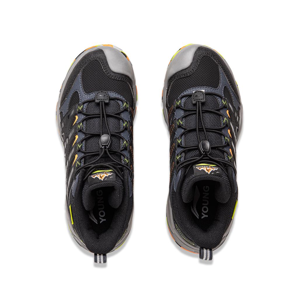 Li Ning Kids Outdoor Fashion Shock Absorbing Wear Resistant High Top Casual Shoes Kids Casual Shoes Black YKEU008-17