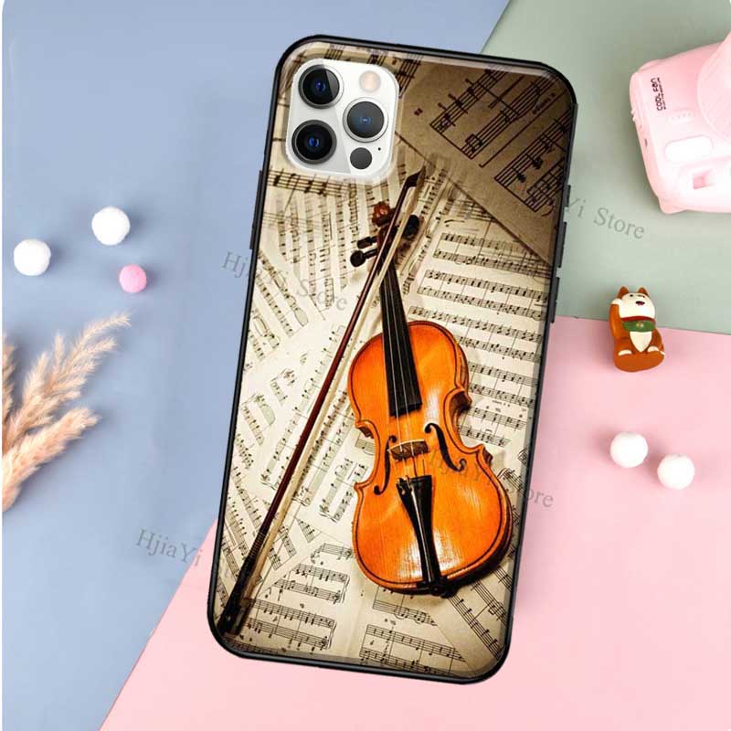 Elegant Violins Bow Sheet Music Phone Case For Apple iPhone 13 11 Pro Max 12 Mini X XR XS Max 8 7 Plus SE 2020 Cover Shell