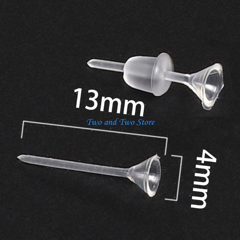 HX6F Creative 100 Set Clear Earrings Ear Studs Piercing Retainers for Women Men