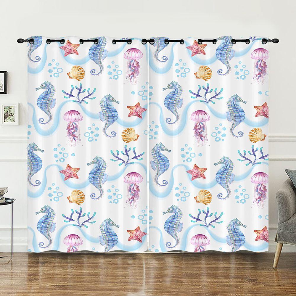 

Шторы Иллюстрация Морская жизнь Солнцезащитный экран Цифровая печать Солнцезащитный экран 97cm*114cm*2