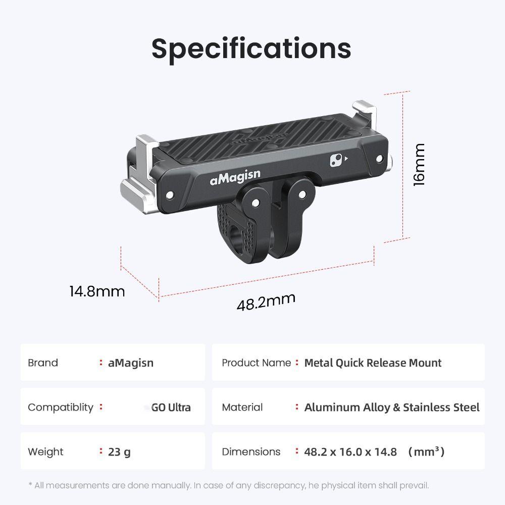 Aluminum Alloy Extension Mount Adapter for Insta360 Go Ultra Action Camera Accessories