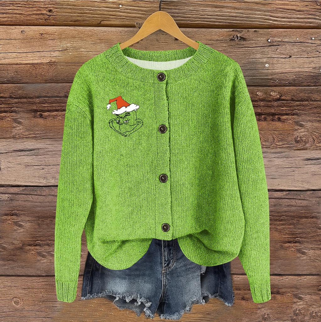 Women's Vintage Knit Button Print Cardigan Jacket
