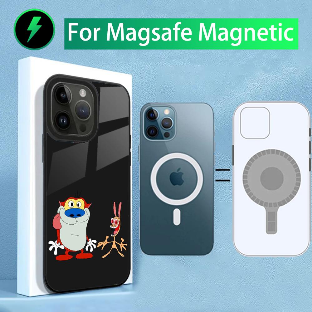Ren and S-Stimpy Phone Case For iPhone 15,14,13,12,11,Plus,Pro,Max Mini Magsafe Magnetic Wireless Charging