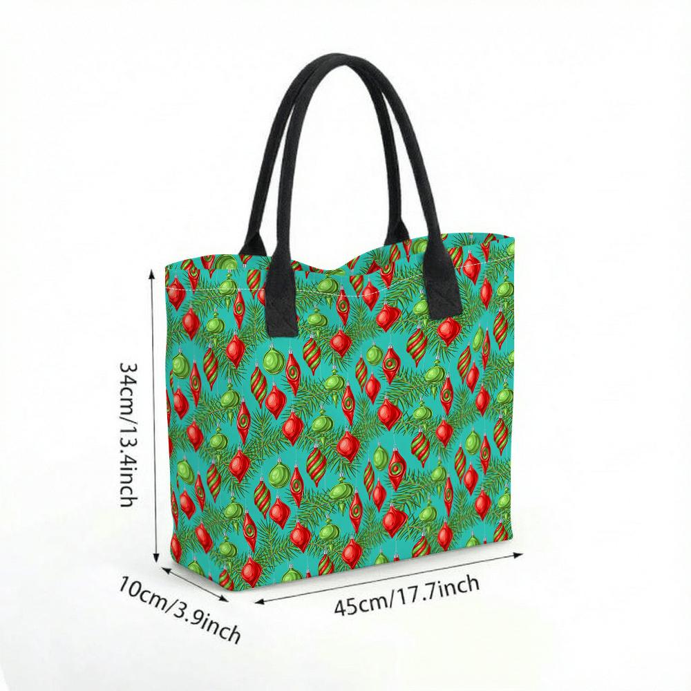 Christmas Printed Tote Bag Large Capacity Casual Handbag for Holiday Shopping Daily Use