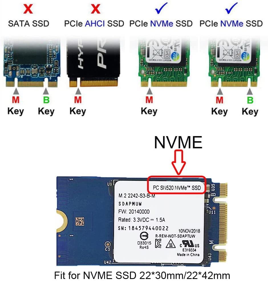 Macbook Pro NGFF NVMe SSD Conversion Card for 2016 2017 A1708 A1707 A1706 models M.2 M-Key 13-inch