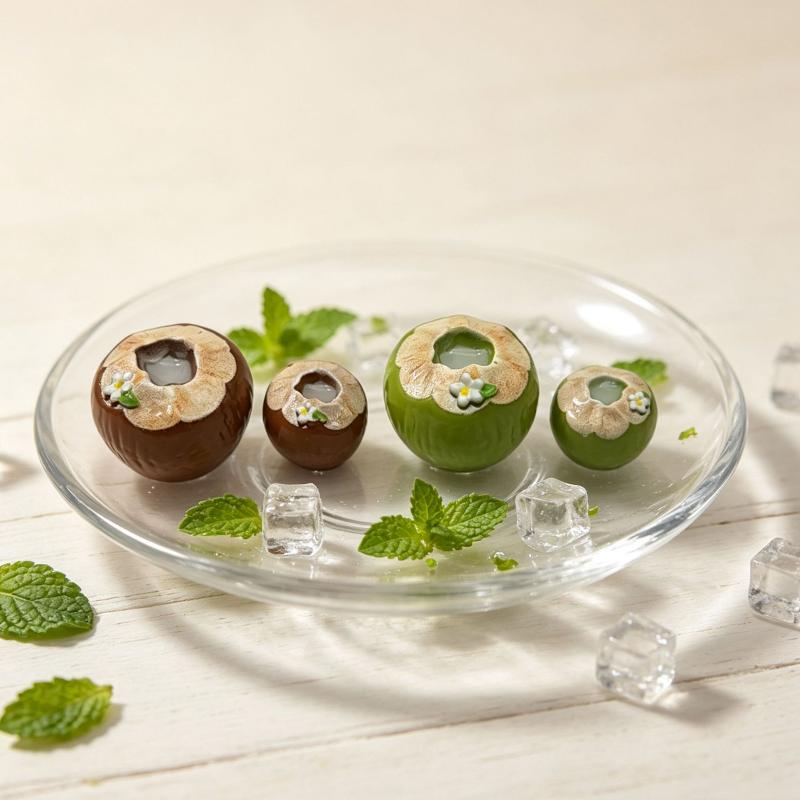 Mini Resin 3D Simulated Coconut Juice Decor 6Pcs Green Brown Accessories for DIY Handmade Gift Jewelry Making Craft