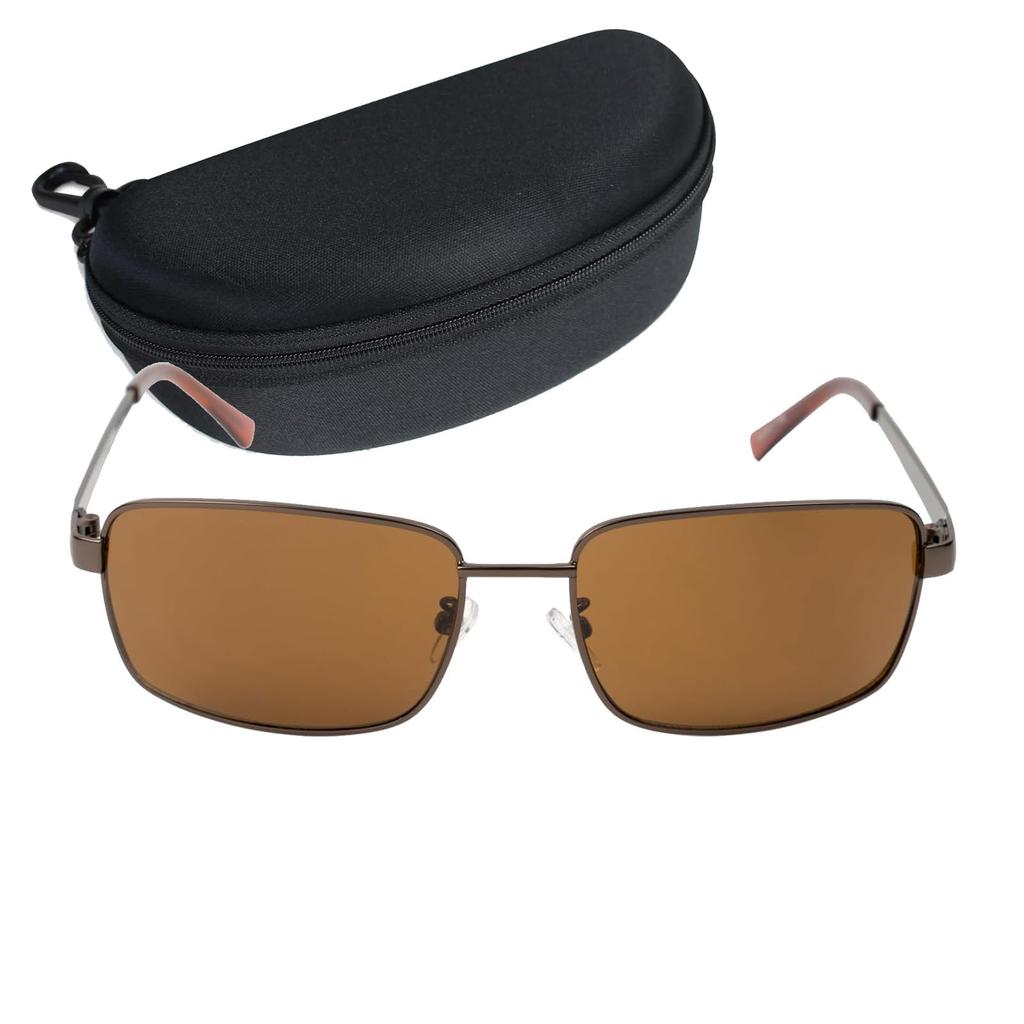 Captain Stag Metal with Men's Sunglasses, Frame, Brown, Case, CS-001-2-EH-72