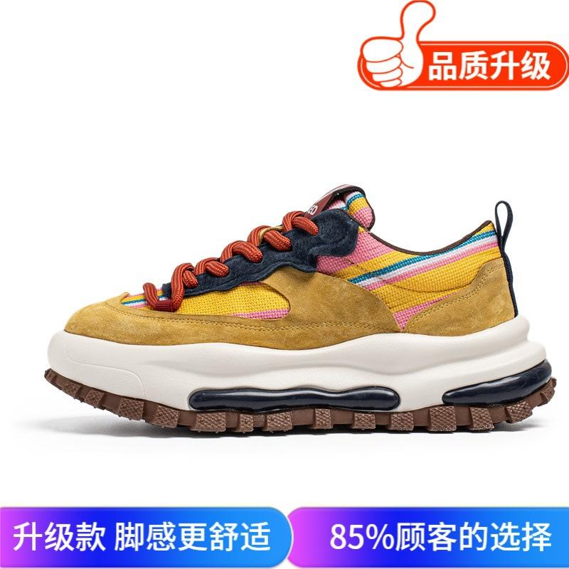 European station men's shoes 2025 summer new high-end color matching versatile casual shoes wear-resistant thick-soled heightening dad shoes