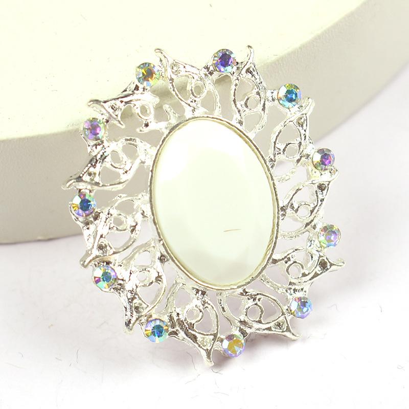 

5Pcs Elliptical Flower Disc Jewelry Buttons Rhinestone Alloy Flat Bottom Button Decoration For Diy Handwork Accessories A20