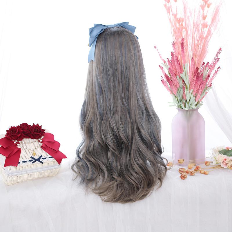 Bybrana Lange Lockige Welle Synthetische Perücken für Frauen Täglich Party Cosplay Haarperücken mit Pony Hitzebeständige Perücke