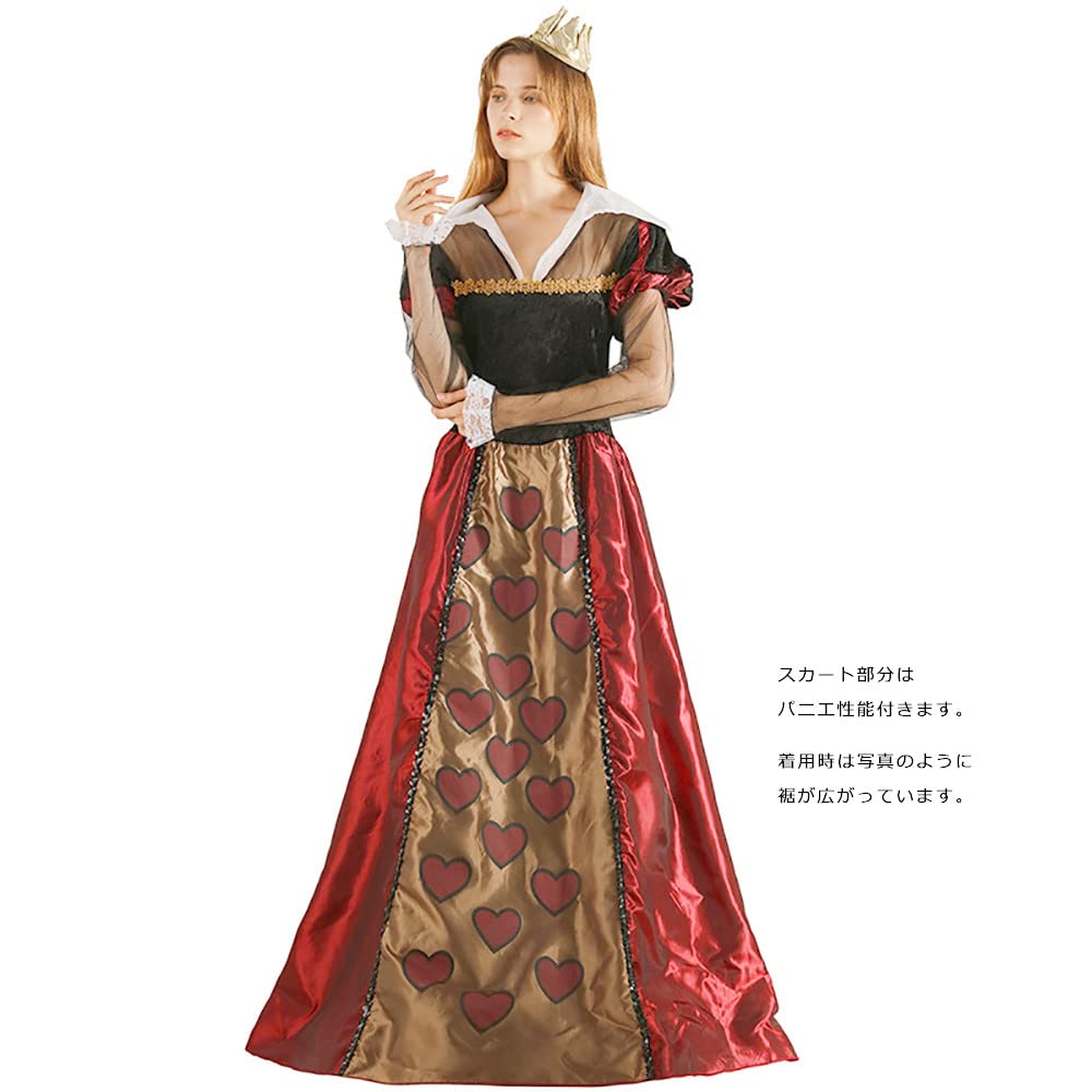 [SCLYX] Alice in Wonderland Cosplay - Queen of Hearts Costume for Women - Authentic Queen of Hearts Dress, Long Sleeved, Alice in Wonderland Cosplay C
