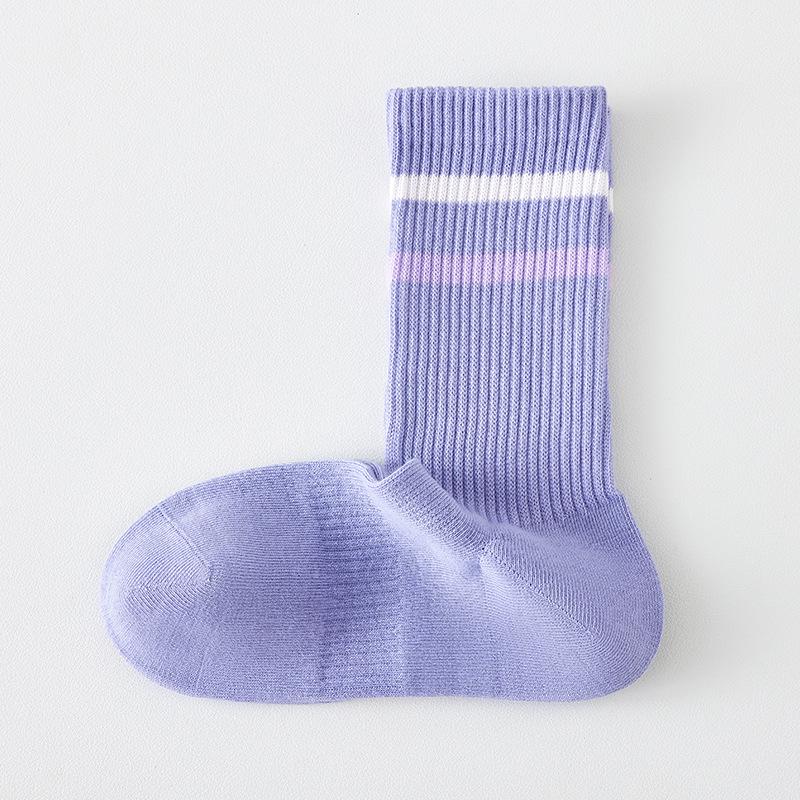 

Носки с двойными полосками, Женские носки до середины икры, Спортивные носки для весны и лета, Противоскользящие, Модные и универсальные хлопковые носки, Длинные носки до икры 1 pair фиолетовый