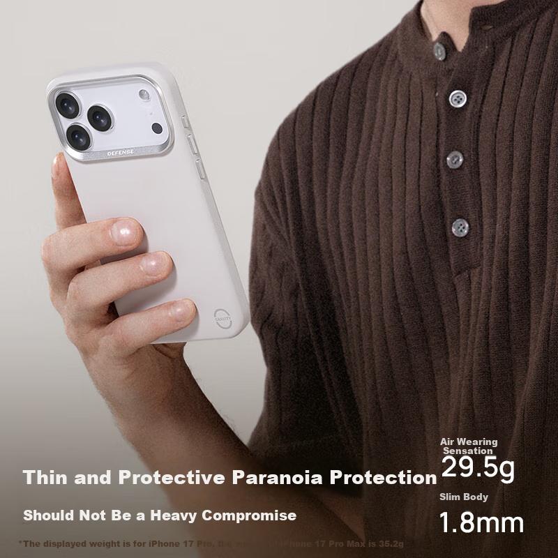DEFENSE Ceramic Camera Button Leather Slim Anti-drop iPhone 17 Pro Max Case Magnetic Absorption Anti-sweat Full Protection Black