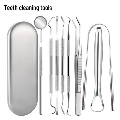 Tartar Removal Dental Kit: Stainless Steel Mirror, Forceps, Plaque Remover, and Probe for Oral Care