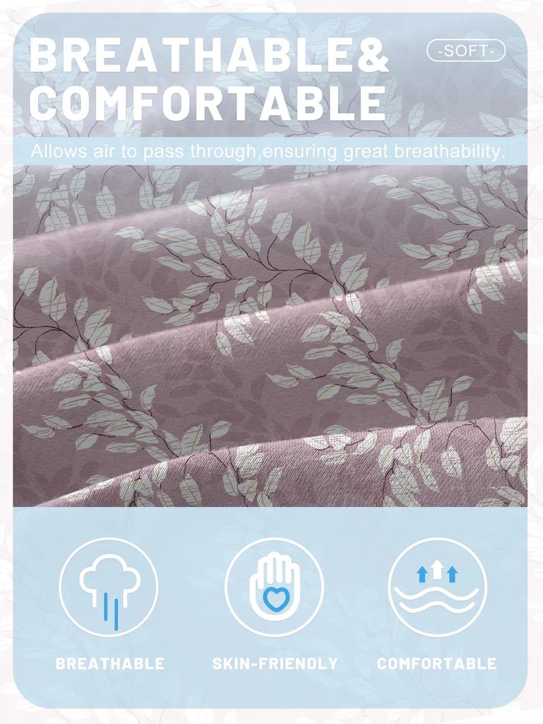 1 Simple Modern Plant Flower Leaf Printed Matte Fitted Sheet, Bedroom Printed Bed Cover, Bedding (Excluding Pillowcases)