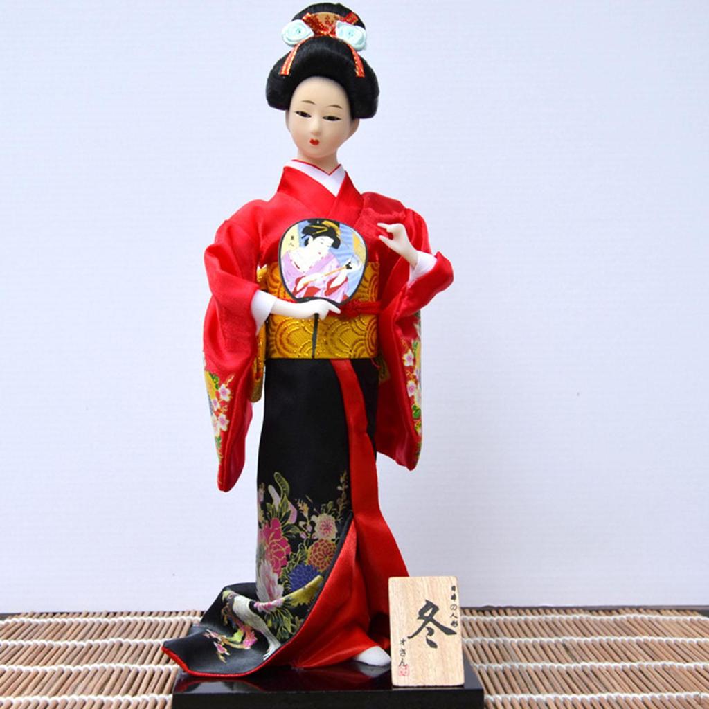 Japanese Kimono Doll Asian Statue Lady Statuette Decorative Collectible Figurine Kabuki for